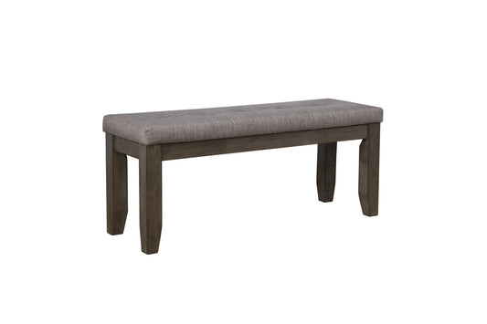 1Pc Modern Bench Tufted Upholstery Tapered Wood Legs Bedroom Living Room Furniture Gray Linen Finish