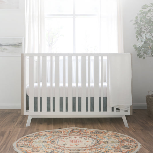 Prague Convertible Crib in Cotton Grey and White