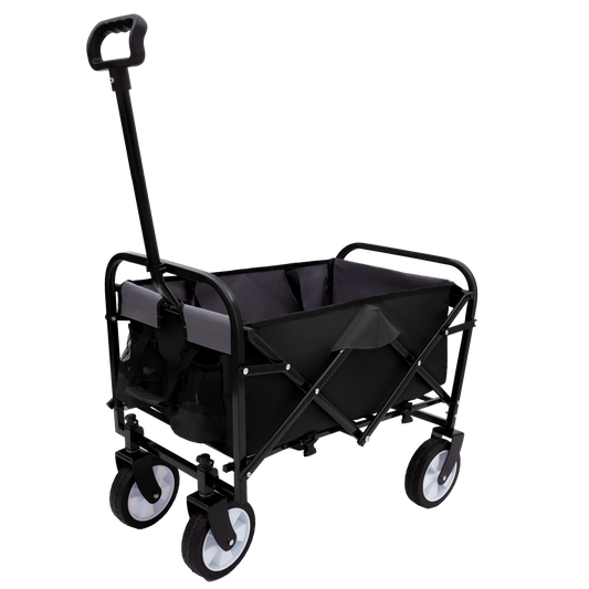 Minimeetall Strap Collapsible Foldable Wagon Cart with strapping system, Beach Wagon , Utility Cart , Utility Wagon Grocery Cart for Camping Shopping Sports Gardeing Fishing Supports 225lbs black