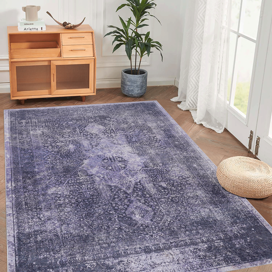 8x10 Area Rug, Washable Rug, Low-Pile, Non-Slip, Non-Shedding, Foldable, Kid & Pet Friendly - Area Rugs for living room, bedroom, kitchen, dining room rug - Perfect Gifts, (Anthracite, 8' x 10')