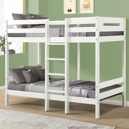 White Twin/Twin Bunk Bed with Ladder