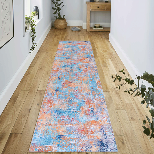 Area Rugs, Washable Rug, Low-Pile, Non-Slip, Non-Shedding, Foldable, Kid & Pet Friendly - Area Rugs for living room, bedroom, kitchen, dining room rug - Perfect Gifts, (Multi, 2'6'' x 10')