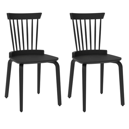 Dining Chairs Set of 2, Farmhouse Wooden Spindle Back Kitchen Chairs, Windsor Dining Chairs for Kitchen and Dining Room, Black.Solid Wood Slat Back Windsor Chair (Set of 2)