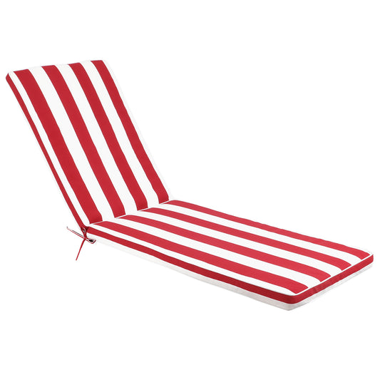 1PCS Set Outdoor Lounge Chair Cushion Replacement Patio Funiture Seat Cushion Chaise Lounge Cushion-Red/white