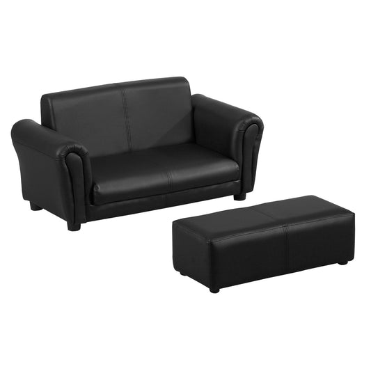 Kids Sofa Set with Footstool for Toddlers and Babies, Kids Couch for Playroom, Nursery, Living Room, Bedroom Furniture, Black