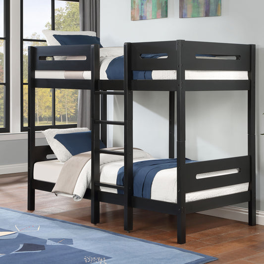 Black Twin/Twin Bunk Bed with Ladder