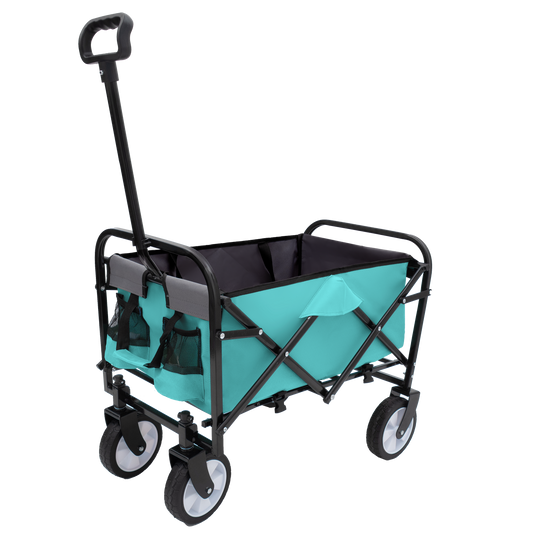 Minimeetall Strap Collapsible Foldable Wagon Cart with strapping system, Beach Wagon , Utility Cart , Utility Wagon Grocery Cart for Camping Shopping Sports Gardeing Fishing Supports 225lbs green