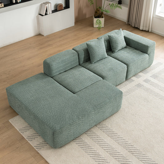 116.5' Sectional Sofa Full-compressed Sofa Couch Free-combined Sofa for Living Room, Green