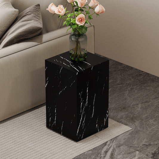 11.8*11.8*19.6 Inch Black Marble Texture MDF Coffee Table - Luxurious Design, Perfect Living Room Accent.Rectangular fashion texture design coffee table, suitable for various situations and scenes.