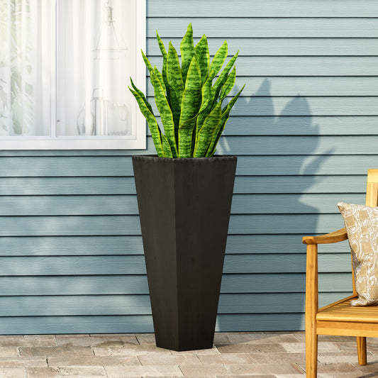 13' x 32.5' Outdoor Modern MGO Cast Stone Planter, Black