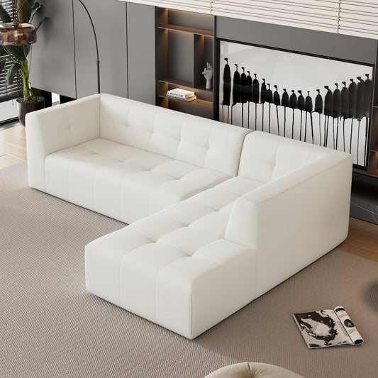 112.2*74' Modular Modular Combination Living Room Sofa Set, Modern Minimalist Sofa, Living Room Upholstered Sofa Bed, Bedroom, 2pcs Computer Free Combination, L-Shaped,Beige