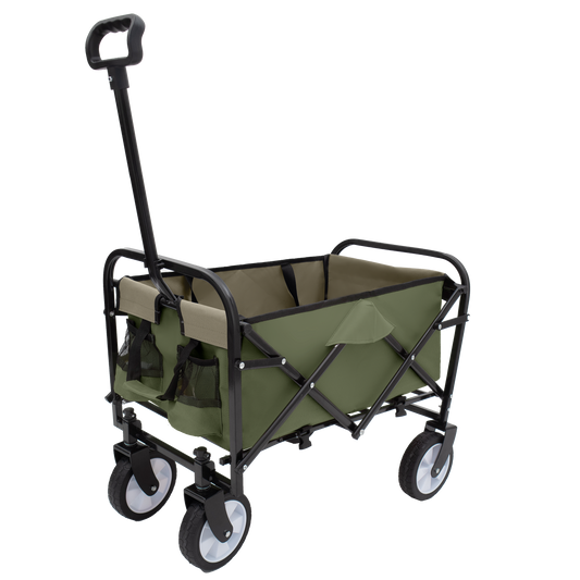 Minimeetall Strap Collapsible Foldable Wagon Cart with strapping system, Beach Wagon , Utility Cart , Utility Wagon Grocery Cart for Camping Shopping Sports Gardeing Fishing Supports 225lbs , brown