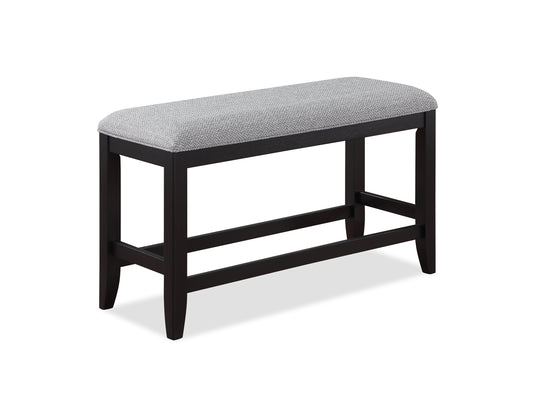 1Pc Transitional Dark Gray Finish Fabric Upholstered Counter-Height Dining Bench