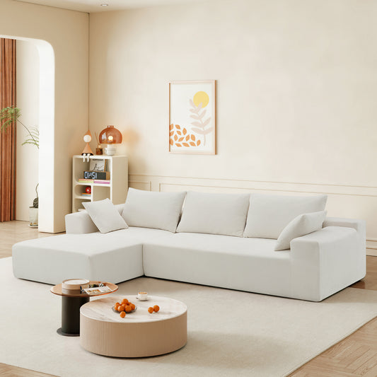 109*68' Modular Sectional Living Room Sofa Set, Modern Minimalist Style Couch, Upholstered Compressed Sofa for Living Room, Bedroom, Salon, 2 PC Free Combination, L-Shape, Cream