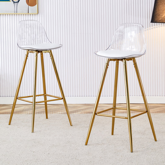 Modern and comfortable upholstered bar chairs, metal legs, small size bar chairs, suitable for part of the crowd, stylish design for dining room, kitchen, terrace and living room chairs.