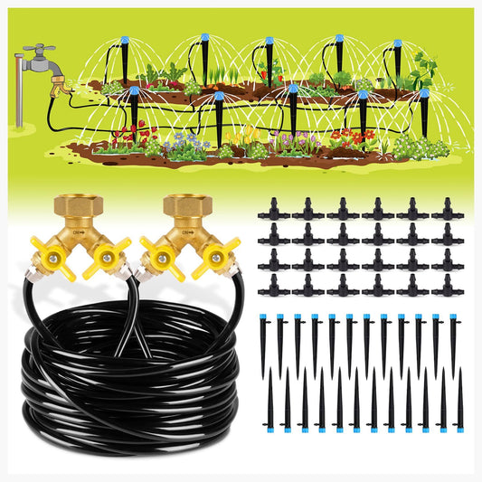 100ft Drip Irrigation Kit Plant Watering System 8x5mm Blank Distribution Tubing DIY Automatic Irrigation Equipment Set for Garden Greenhouse Flower Bed Patio Lawn