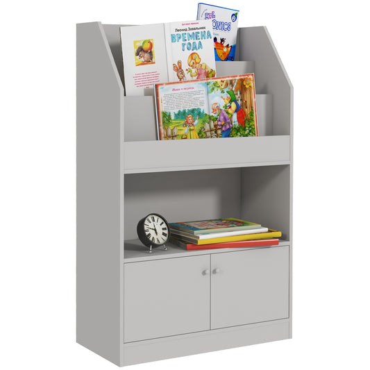 Qaba Toy Storage Cabinet, Kids Bookcase Children's Bookshelf for Kids Room, Bedroom, Playroom, Nursery, Gray