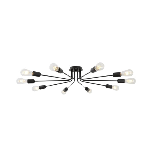 10 Light Sputnik Chandelier Black Ceiling Light Semi Flush Mount Light Ceiling Lamp