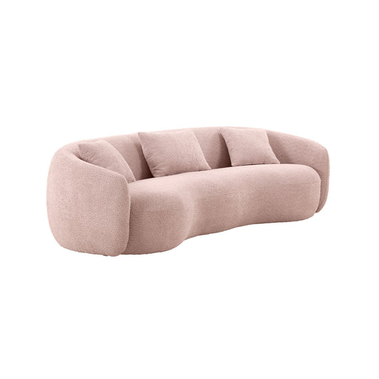 93.6'' Mid Century Modern Curved Living Room Sofa, 4-Seat Boucle Fabric Couch for Bedroom, Office, Apartment,Pink