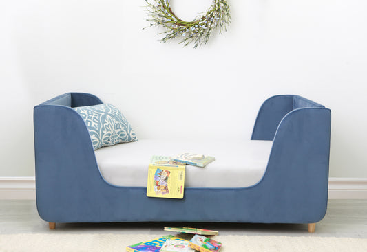 Bodhi Upholstered Toddler Bed in Dusk Blue