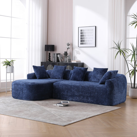 COOLMORE Boucle Sofa 3 Seater for Living Room Oversized Comfy Sofa L-Shape Sofa Couch with Chaise Home Furniture Sleeper Sectional Sofa for Apartment, Office Left Hand Facing (Blue)