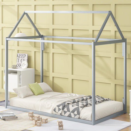 Metal House Shape Platform Bed, twin