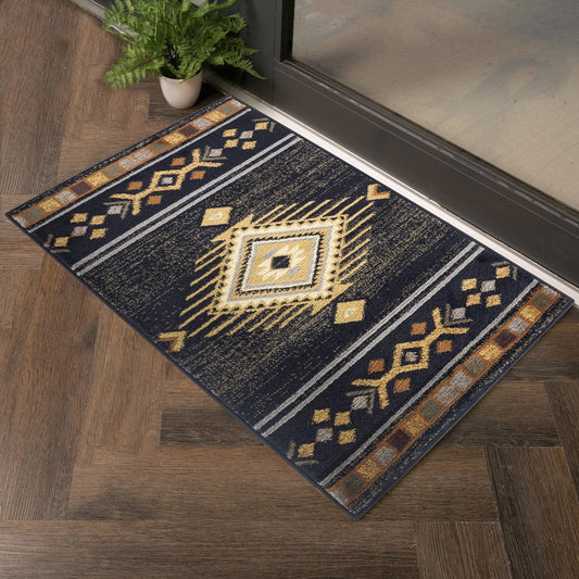 Tribes GC_YLS4001 Black 2 ft. x 3 ft. Southwest Area Rug