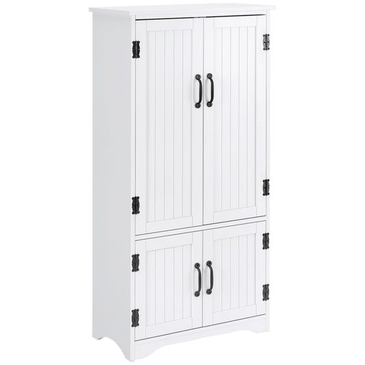 HOMCOM 48.5' Farmhouse Kitchen Pantry, Floor Storage Cabinet, Cupboard Organizer, White