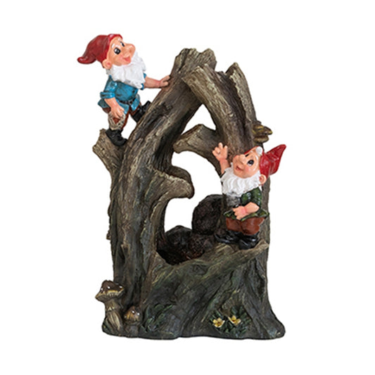 8.3x4.7x13.8' Decorative Woodland Gnome Water Fountain with LED Light, Brown