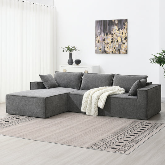 111.5*72' Minimalist Style Modular Sectional Sofa,Wrinkle-resistant Chenille Couch Set,L-Shaped Compressed Sofa for Living Room,2 PIC Free Combination,No Assembly Require,3 Colors