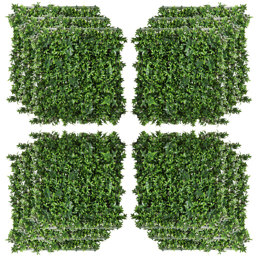 Artificial Grass Wall Panel Backdrop, 12 20' x 20' Boxwood UV Protection Privacy Coverage Panels for Indoor & Outdoor Decor, Wall & Fence Covering, Sweet Potato, Green