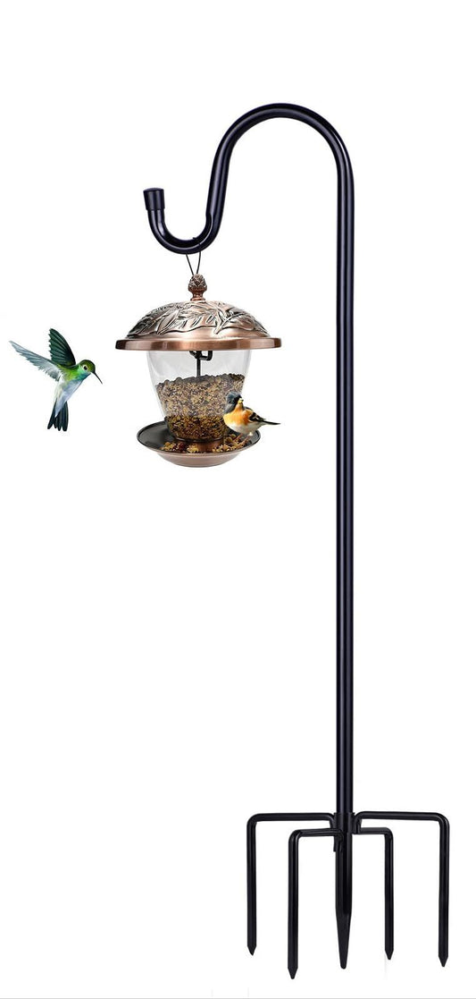 Shepherd Hooks for Outdoor, 1 Pack 46 Inch Bird Feeder Pole with 5 Prongs Base for Hanging Lantern, Hummingbird Feeder, Lightweight Plant, Shepherds Hook for Bird Feeders for Outside