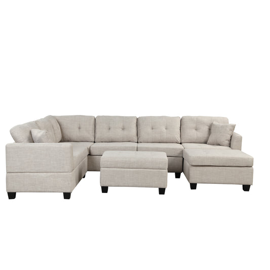 121.3' Oversized Sectional Sofa with Storage Ottoman, U Shaped Sectional Couch with 2 Throw Pillows for Large Space Dorm Apartment