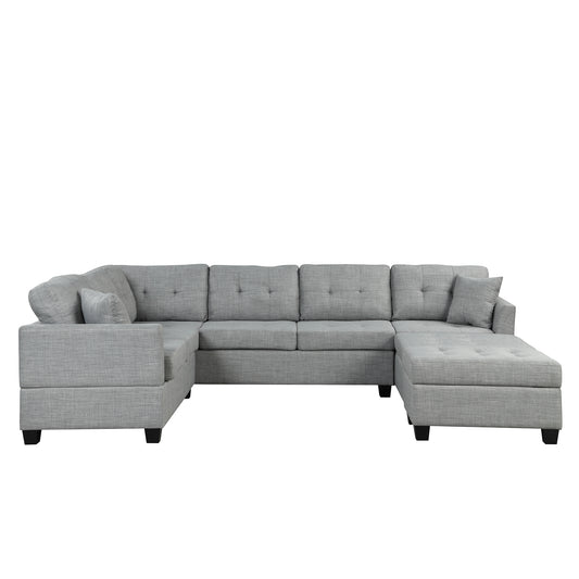 121.3' Oversized Sectional Sofa with Storage Ottoman, U Shaped Sectional Couch with 2 Throw Pillows for Large Space Dorm Apartment