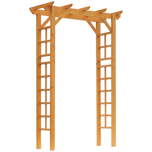 Outsunny 85' Wooden Garden Arbor for Wedding and Ceremony, Outdoor Garden Arch Trellis for Climbing Vines - Orange