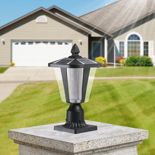 15'(H) Solar Powered Outdoor Lantern, Modern Garden Light with LED for Pathways, Yards, and Driveways (1-Pack)