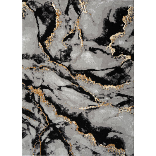 'Tali' Luxury Area Rug in Grey and Black Abstract Design