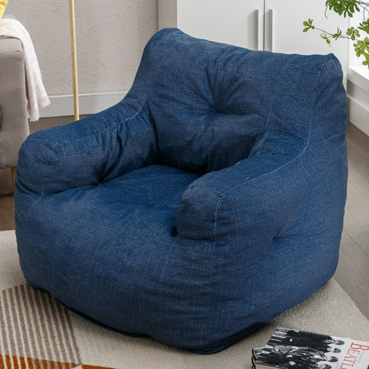 010-Soft Velvet Fabric Bean Bag Chair Filled With Memory Sponge,Blue