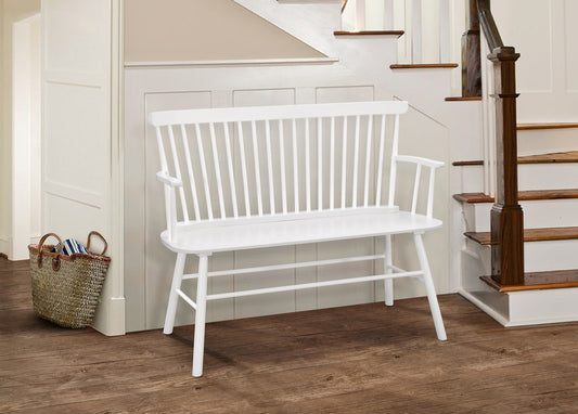 1pc Casual Farmhouse Relaxed Vintage Wood Spindle Back Bench White Wooden Chair