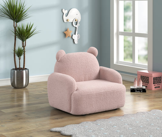 Raelynn 25.5'W Pink Sherpa Bear-Shaped Kids Armchair