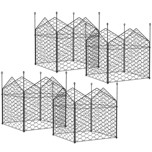 Outsunny Garden Chicken Wire Cloche, 12' x 14' Plant Protectors from Animals, 4 Pack Metal Crop Cages to Keep Animals Out, Black