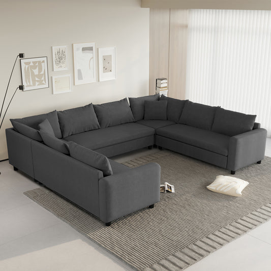 116*92'' Modular Sectional Sofa,Reversible U Shaped Chenille Couch Set,Free Combination,Minimalist Style Indoor Furniture,Oversized 8 Seat Convertible Sofa for Living Room,Apartment,2 Colors