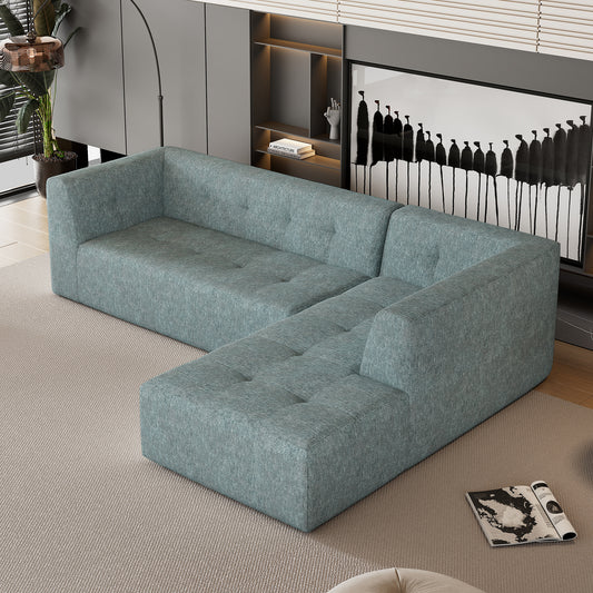 112.2*74' Modular Modular Combination Living Room Sofa Set, Modern Minimalist Sofa, Living Room Upholstered Sofa Bed, Bedroom, 2pcs Computer Free Combination, L-Shaped,Blue Gray