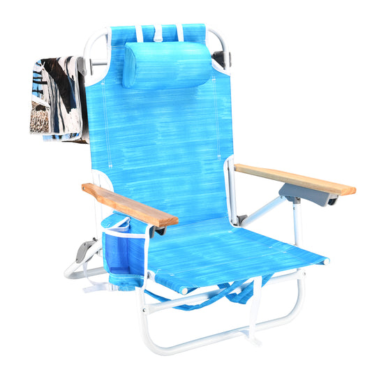 1PCS Backpack Beach Chairs for Adults Beach towel backpack beach chairs for adults 5 position chair with pouch folding lightweight positions back pack 13 inch high