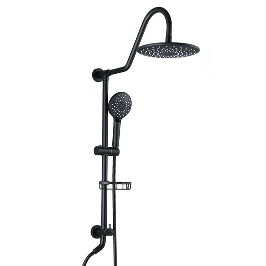 10' Rainfall Shower Head and Handheld Showerhead Combo Shower System with Slide Bar, Matte Black