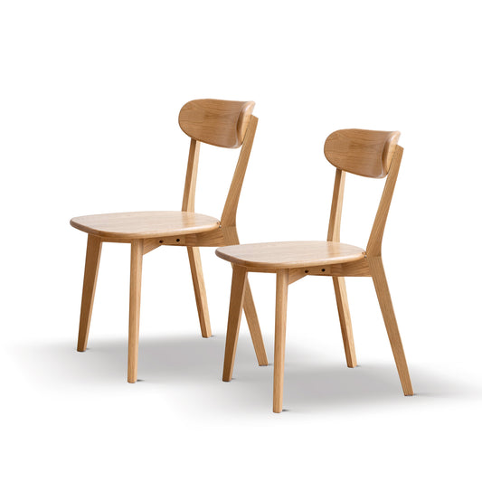 (Set of 2 pcs) Dining chair wooden FAS grade oak natural wood made in North America 100% dirt-free wood chair solid chair table chair wooden living room chair simple and natural 46.5 * 54 * 80cm