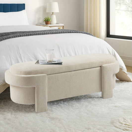 Large Versatile Storage Ottoman Bench: Spacious, Durable, and Stylish for Any Room, beige(51'*20'*17')