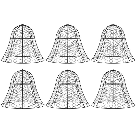 Outsunny Garden Chicken Wire Cloche, 16' x 13' Stackable Animal Plant Protectors, 6 Pack of Metal Crop Cages to Keep Animals Out, Black