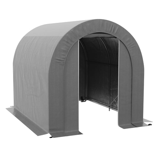 Outsunny 6' x 8' Garden Storage Tent, Heavy Duty Outdoor Shed, Waterproof Portable Shed Storage Shelter with Galvanized Metal Frame for Bike, Motorcycle, Garden Tools, Gray