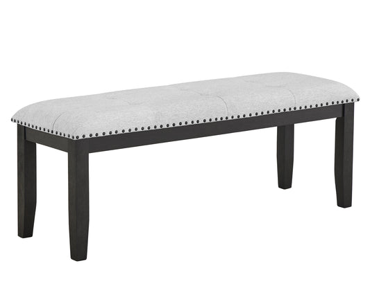 1pc Transitional Upholstered Dining Bench Light Gray Upholstery Black Finish Legs Nailhead Tufted Seat Dining Room Bedroom Living Room Furniture